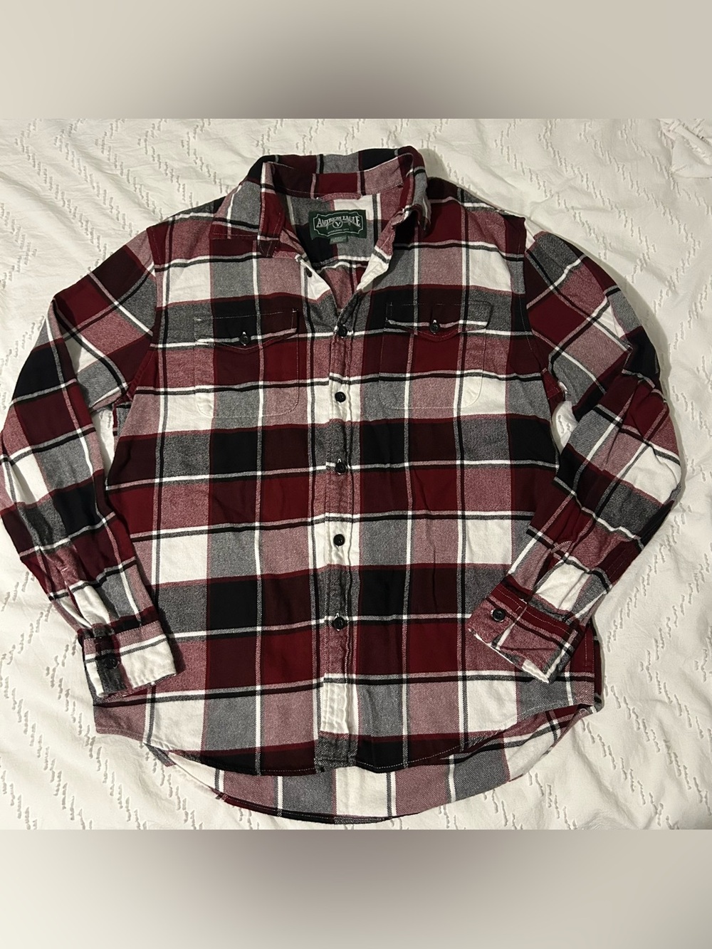 American Eagle Outfitters Men’s Plaid Flannel Shirt Burgundy Black White M